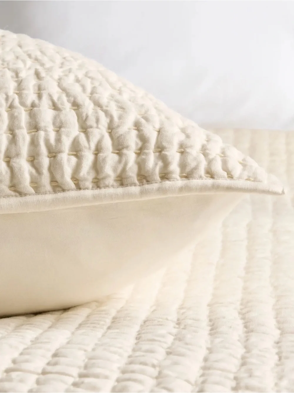 Quince European Linen Cotton Stitch Quilted Euro Sham in Ivory